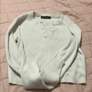 Banana Republic Cream Ribbed Henley Sweater